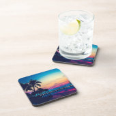 Natuur Landschap met Zwembad Palmbomen Bier Onderzetter (Rechterzijde)