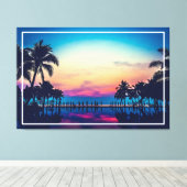 Natuur Landschap met Zwembad Palmbomen Canvas Afdruk (Insitu (Houten vloer))