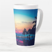 Natuur Landschap met Zwembad Palmbomen Latte Mok (Rechterhoek)