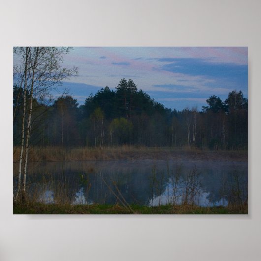 Natuur Landschap Plattelandslandschap Fog Lake Poster (Voorkant)