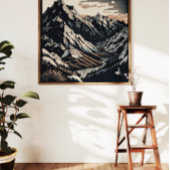 Natuur Landschap Vintage Travel Linocut Poster