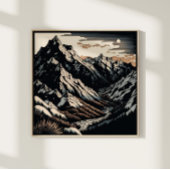 Natuur Landschap Vintage Travel Linocut Poster