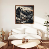 Natuur Landschap Vintage Travel Linocut Poster