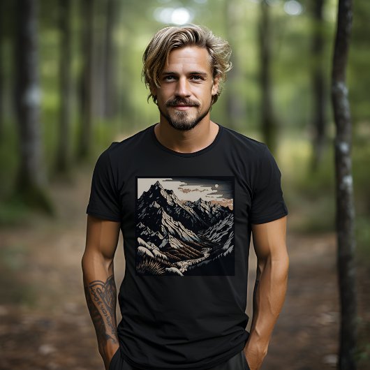 Natuur Landschap Vintage Travel Linocut T-shirt