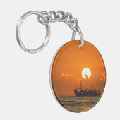 Natuur Landschap Zonsondergang met boot-68465 Sleutelhanger (Voorkant Links)