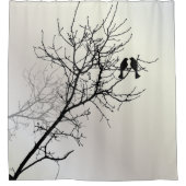 natuur landschap zwarte witte boom silhouet douchegordijn (Voorkant)