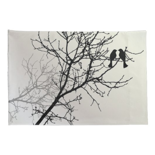 natuur landschap zwarte witte boom silhouet kussensloop (Achterkant-Rechts)