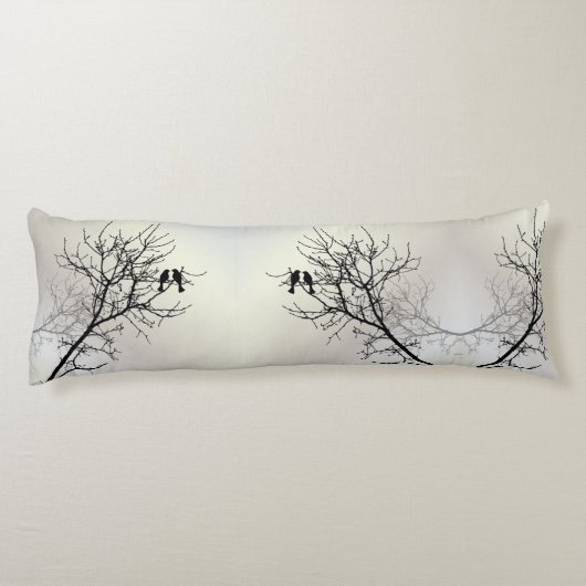 natuur landschap zwarte witte boom silhouet lichaamskussen (Achterkant)