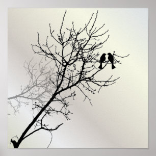 natuur landschap zwarte witte boom silhouet poster