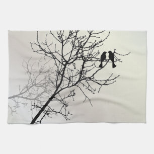 natuur landschap zwarte witte boom silhouet theedoek