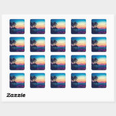 Natuur Landschap Zwembad Palmboom-25925 Vierkante Sticker (Vel)