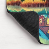 Natuur Landschapsillustratie met Lake Cottage Muismat (Hoek)