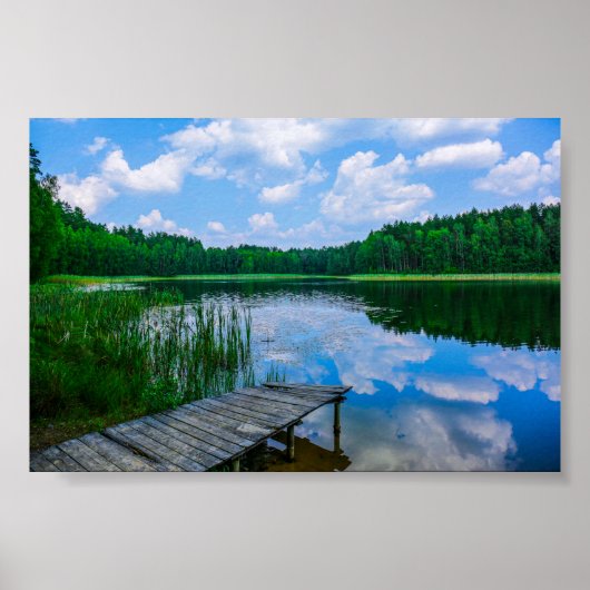 Natuur landschapsmeer Pier Belarus Poster (Voorkant)