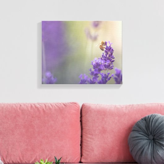 Natuur Lavender Flower Honeybee Canvas Afdruk (Insitu (Woonkamer))