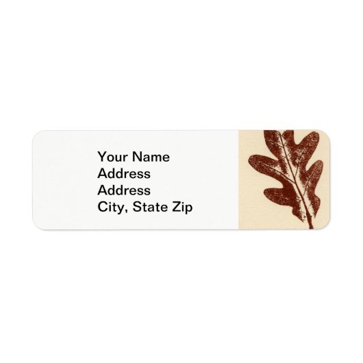 Natuur Leaf Print, brown oak leaf herfst Etiket (Voorkant)