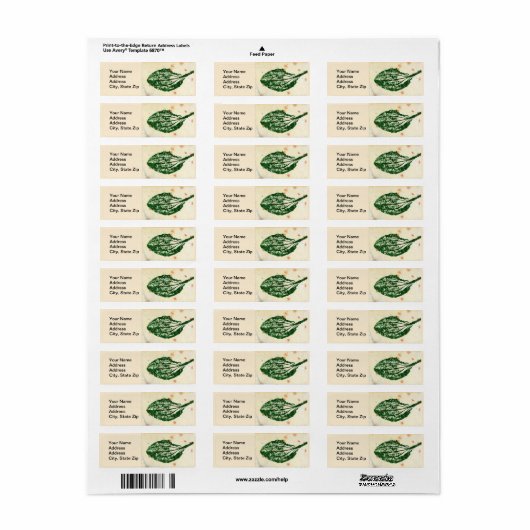 Natuur Leaf Print, gewoon plantain leaf. Etiket (Full Sheet)