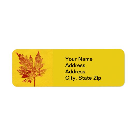 Natuur Leaf Print, groot paardenblad in rood. geel Etiket (Voorkant)