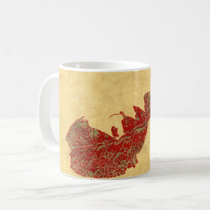 Natuur Leaf Print herfst bladerblad in rood op bru Koffiemok