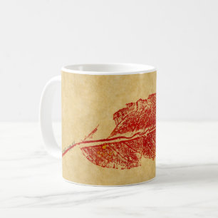 Natuur Leaf Print herfst bladerblad in rood op bru Koffiemok