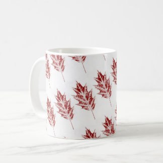 Natuur Leaf Print pin eak in rood op witte betegel Koffiemok