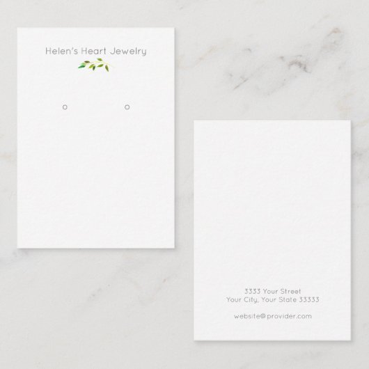Natuur Leafy Branch Eenvoudige Oorbel Display Kaar Visitekaartje (Voorkant / Achterkant)