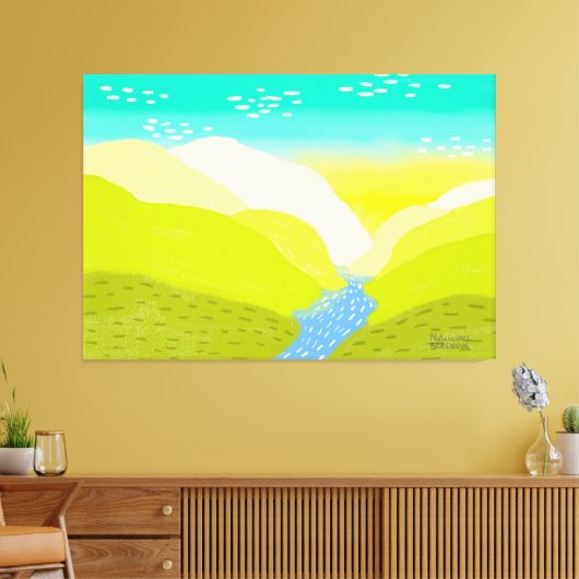 Natuur levendige heldere kleurheuvels oorspronkeli canvas afdruk (Insitu (Woonkamer))