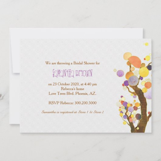 Natuur Liefde Bomen Inspirerende Bruidsdouche Kaart (Achterkant)