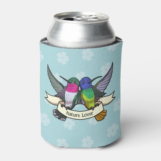 Natuur Liefhebber Kleurrijke Hummingbirds Cartoon Blikjeskoeler (Blikje Voorkant)