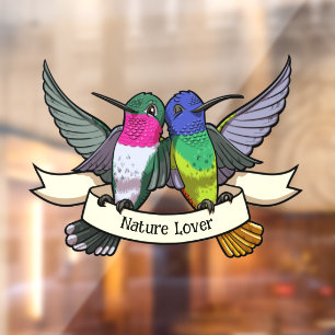 Natuur Liefhebber Kleurrijke Hummingbirds Cartoon Raamsticker