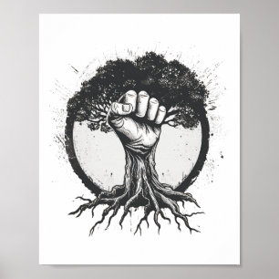 Natuur Liefhebber Milieuactivist Fist Tree Roots E Poster