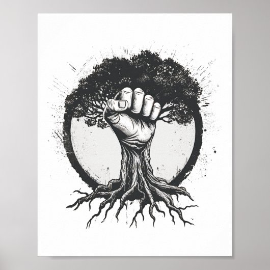 Natuur Liefhebber Milieuactivist Fist Tree Roots E Poster (Voorkant)