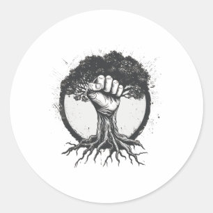 Natuur Liefhebber Milieuactivist Fist Tree Roots E Ronde Sticker