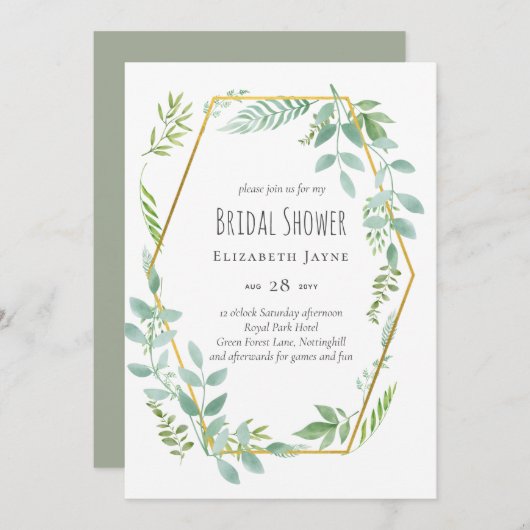 Natuur Liefhebbers Bruiloft Foral Groen Rustiek Bo (Voorkant / Achterkant)