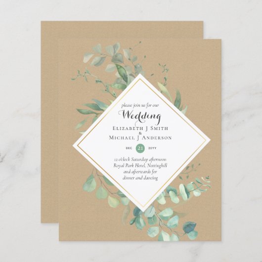 Natuur Liefhebbers Bruiloft Foral Groen Rustiek Bo (Voorkant / Achterkant)