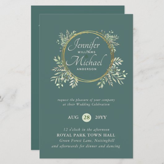 Natuur Liefhebbers Bruiloft Foral Groen Rustiek Bo (Voorkant / Achterkant)