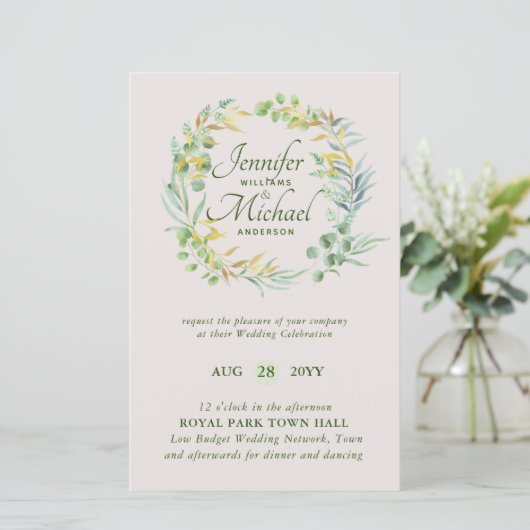 Natuur Liefhebbers Bruiloft Foral Groen Rustiek Bo (Staand voorkant)