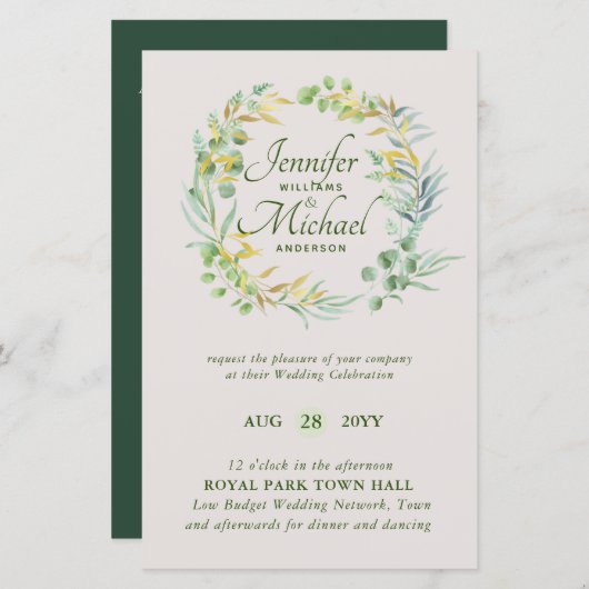 Natuur Liefhebbers Bruiloft Foral Groen Rustiek Bo (Voorkant / Achterkant)