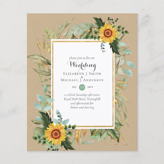 Natuur Liefhebbers Bruiloft Foral Groen Rustiek Bo (Voorkant)