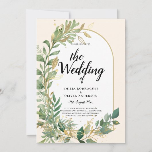 Natuur Liefhebbers Bruiloft Foral Groen Rustiek Bo Kaart (Voorkant)