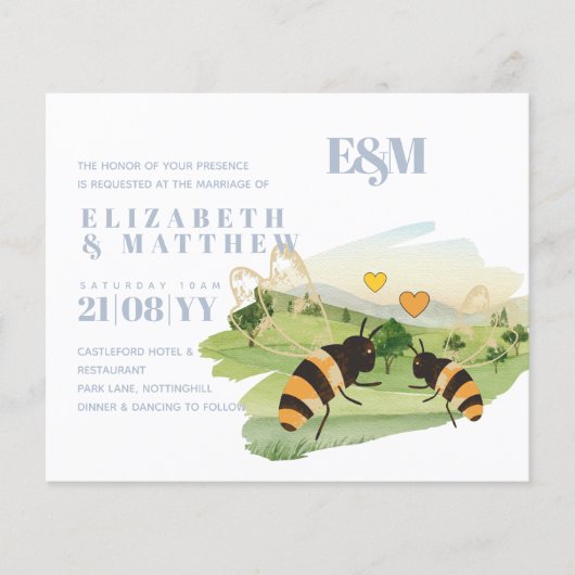 Natuur Liefhebbers Platteland Bijen Bruiloft (Voorkant)
