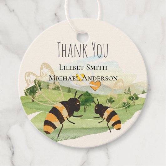 Natuur Liefhebbers Platteland Bijen Bruiloft Bedankjes Labels (Voorkant)