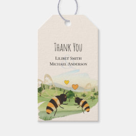 Natuur liefhebbers platteland bijen bruiloft cadeaulabel