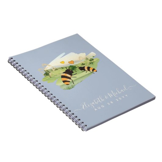 Natuur liefhebbers platteland bijen bruiloft notitieboek (Rechterzijde)