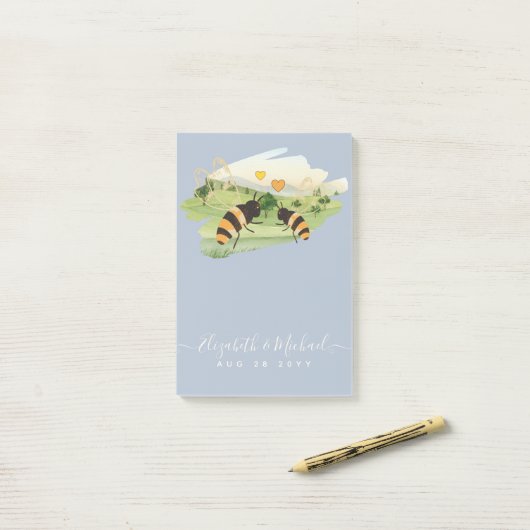 Natuur liefhebbers platteland bijen bruiloft post-it® notes (Op bureau)