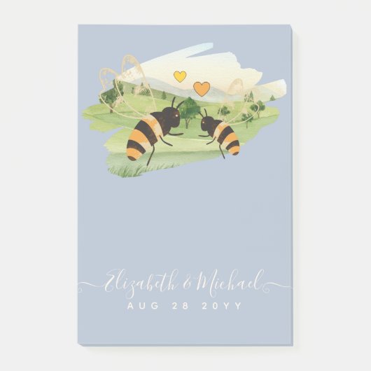 Natuur liefhebbers platteland bijen bruiloft post-it® notes (Voorkant)