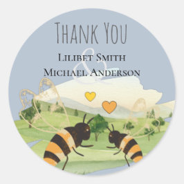 Natuur Liefhebbers Platteland Bijen Bruiloft Ronde Sticker