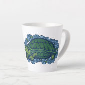 Natuur liefhebbers schildpad kunst schildpadden latte mok (Rechterhoek)