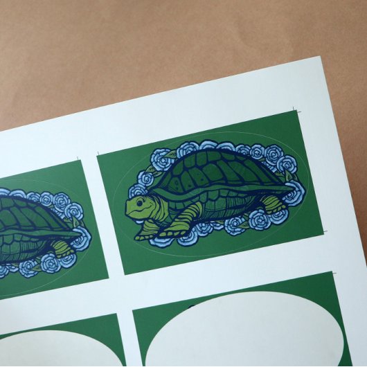 Natuur liefhebbers schildpad kunst schildpadden ovale sticker
