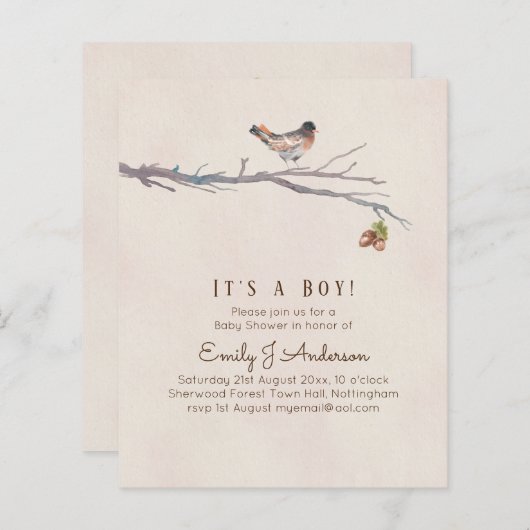 Natuur Liefheeft Vogels Baby Shower Uitnodigingen (Voorkant / Achterkant)