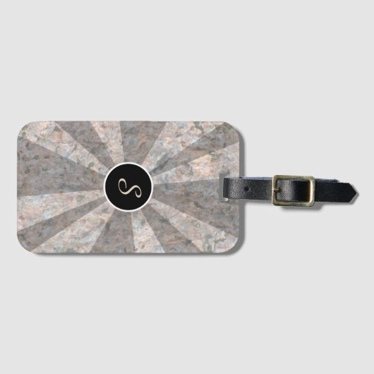 Natuur Light Beams on Rock Texture Monogram Bagagelabel (Voorkant (horizontaal))